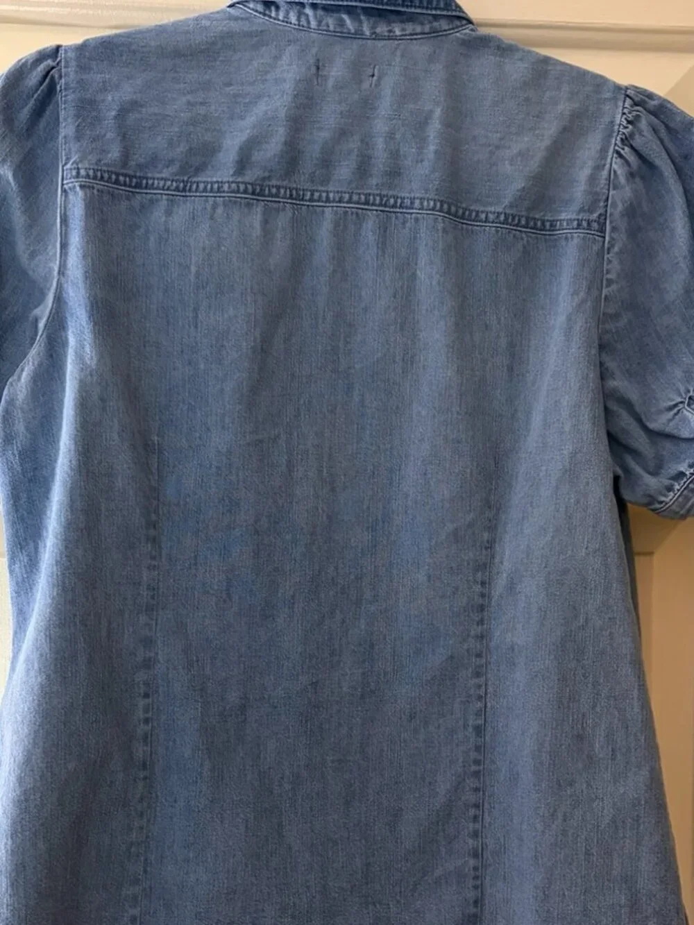 J.Crew Chambray Puff Sleeve Button-Up Shirt Blue Size M